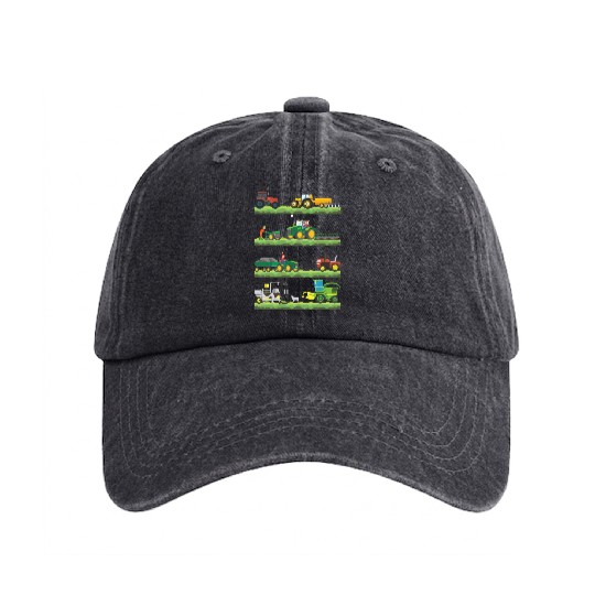 Agricultural Machinery Tractors Farmer Vehicles Washed Denim Baseball Caps