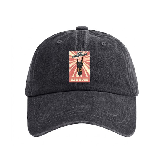 Best Doberman Dad Ever I Doberman Lover Washed Denim Baseball Caps