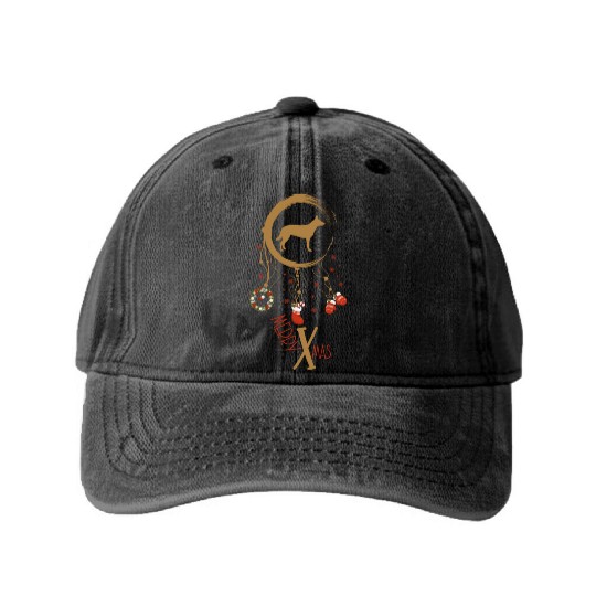 dog dreamcatcher Christmas Australian Kelpie Washed Denim Baseball Caps