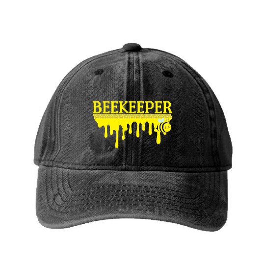 Bee Keeper Beekeeper, Funny Bee Hive Honey Lover Washed Denim Baseball Caps