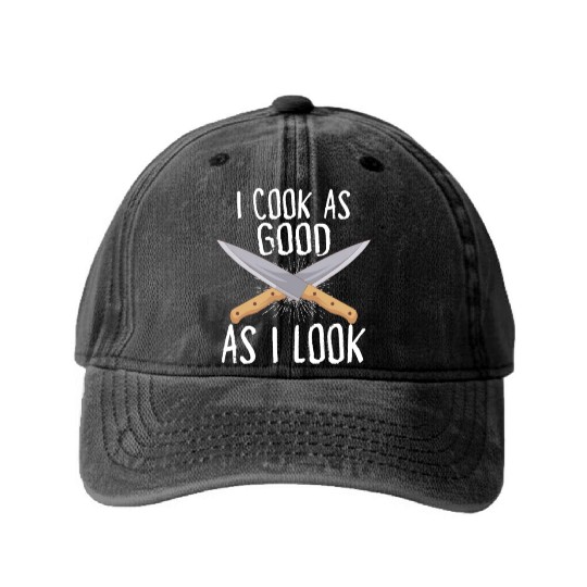 Chef Cook Kitchen Restaurant Knives Cookout Washed Denim Baseball Caps