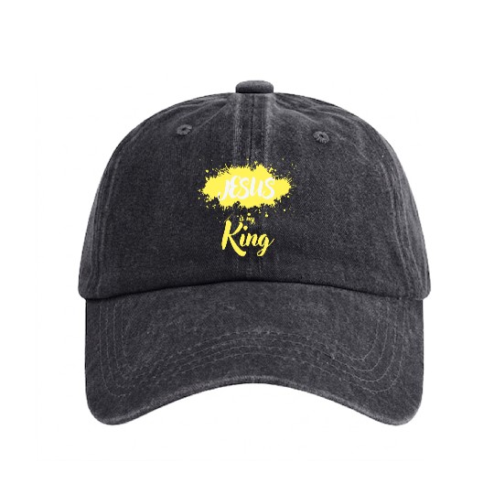 JESUS is my King Washed Denim Baseball Caps