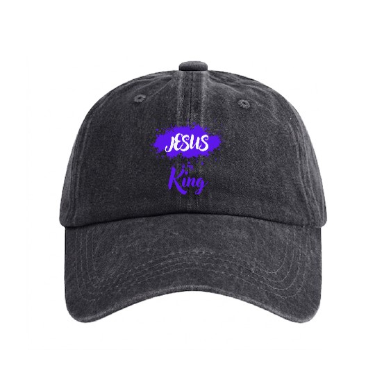 JESUS is my King Washed Denim Baseball Caps