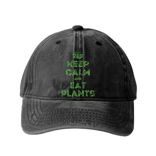 Keep Calm and Eat Plants Washed Denim Baseball Caps