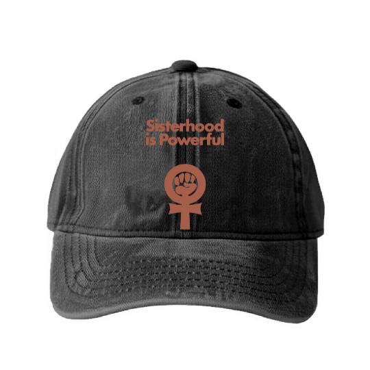 Sisterhood is Powerful Washed Denim Baseball Caps