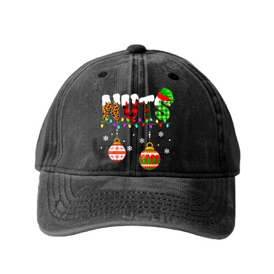Funny Chest Nuts Couples Christmas Chestnuts Xmas Washed Denim Baseball Caps