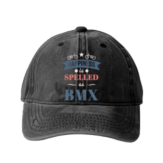 Happiness satisfaction BMX bike adrenaline Washed Denim Baseball Caps