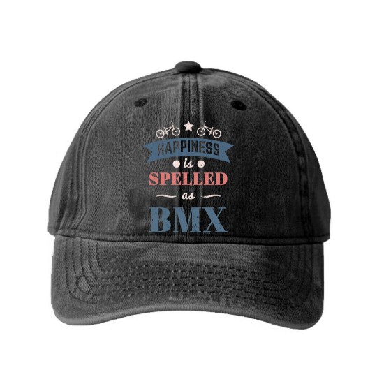 Happiness satisfaction BMX bike adrenaline Washed Denim Baseball Caps