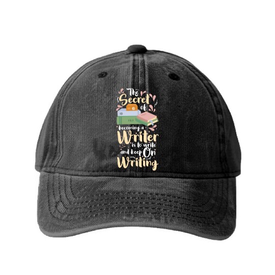 Writer Journalist Author Washed Denim Baseball Caps