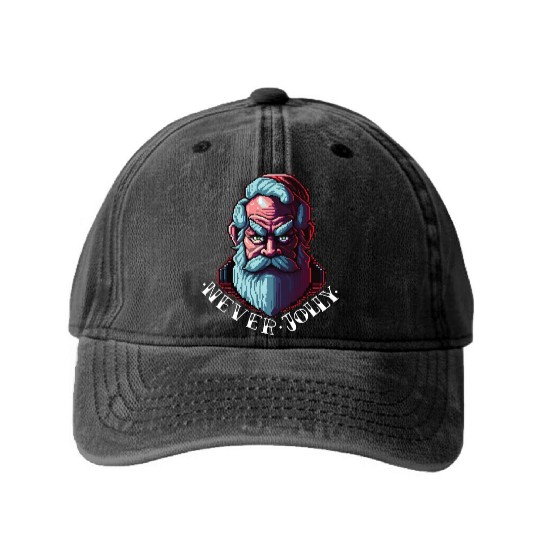 Grumpy Santa Washed Denim Baseball Caps
