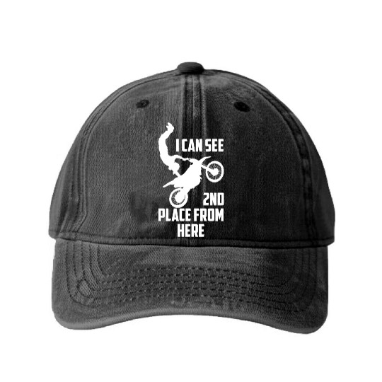 Dirt Bike Stunts Competition Offroad Motocross Fre Washed Denim Baseball Caps