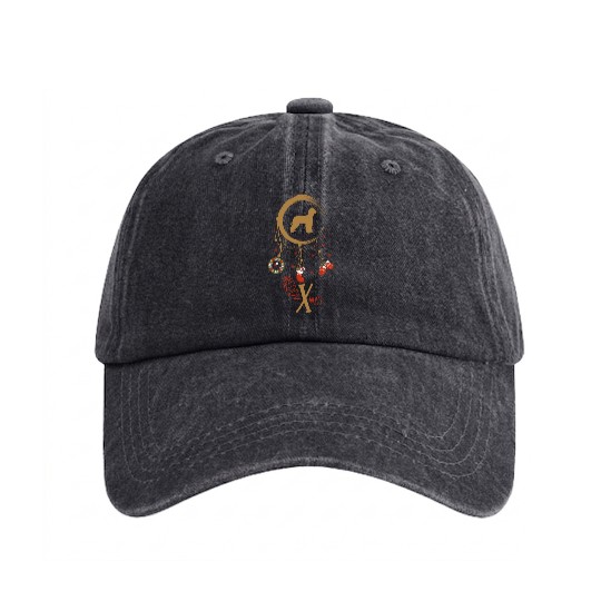 dog dreamcatcher Christmas Irish Water Spaniel Washed Denim Baseball Caps