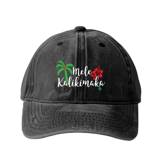 Mele Kalikimaka Hawaiian Merry Christmas Washed Denim Baseball Caps