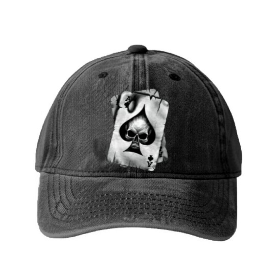 Ace of Skulls Death Cards Vietnam Washed Denim Baseball Caps