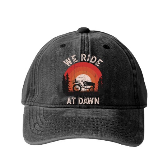 We Ride At Dawn Dad Lawn Mower Make Laugh Day Yard Washed Denim Baseball Caps