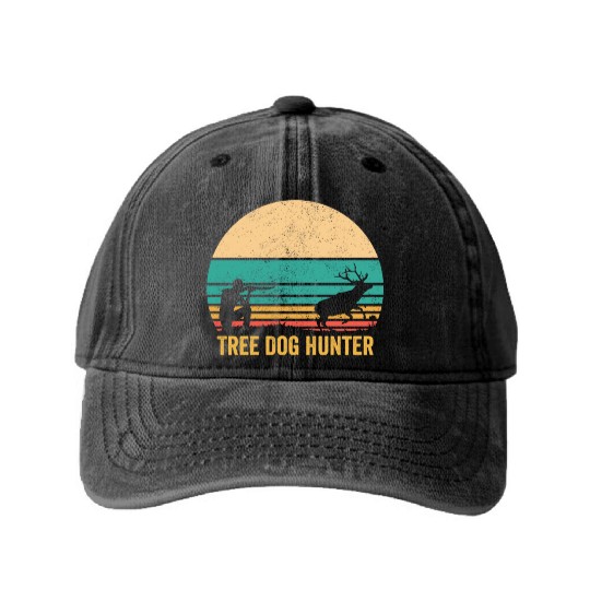 Deer Hunting Deer Hunter Tree Dog Hunter Retro Washed Denim Baseball Caps