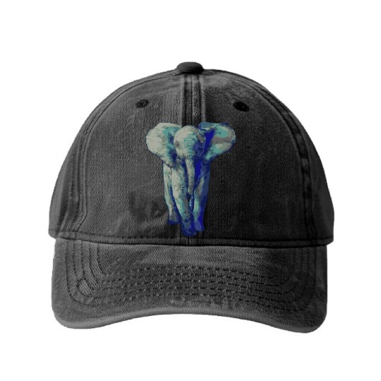 Cute Baby Elephant Art Save The Elephants Washed Denim Baseball Caps