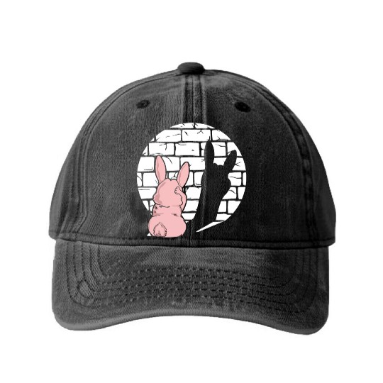 Rock Sign Kawaii Bunny Metal Kid Music Heavy Rock Washed Denim Baseball Caps
