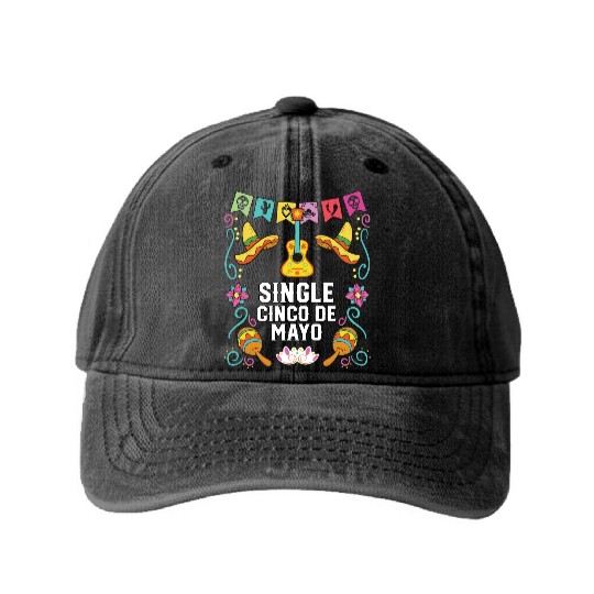 Single Cinco De Mayo Mexican Pride Mexico Country Washed Denim Baseball Caps