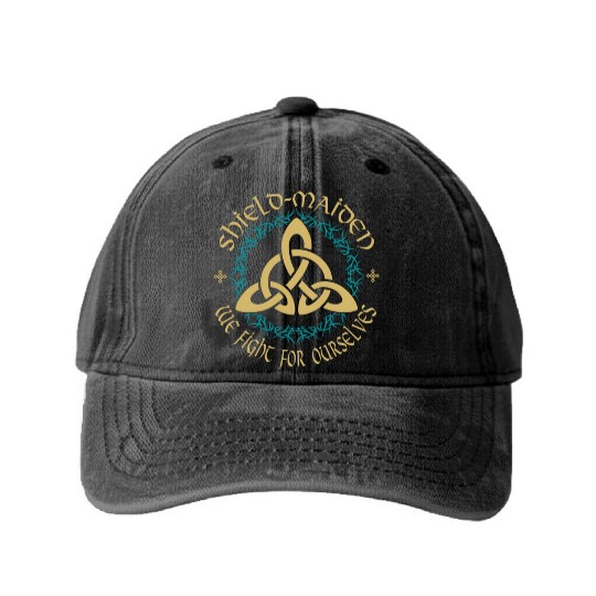 Shield-Maiden Celtic Knot Vikings Viking Washed Denim Baseball Caps