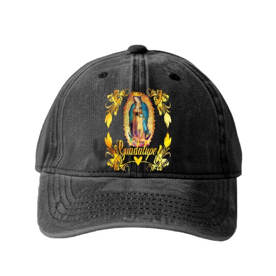 Our Lady Guadalupe Virgin Mary Catholic Decor Washed Denim Baseball Caps