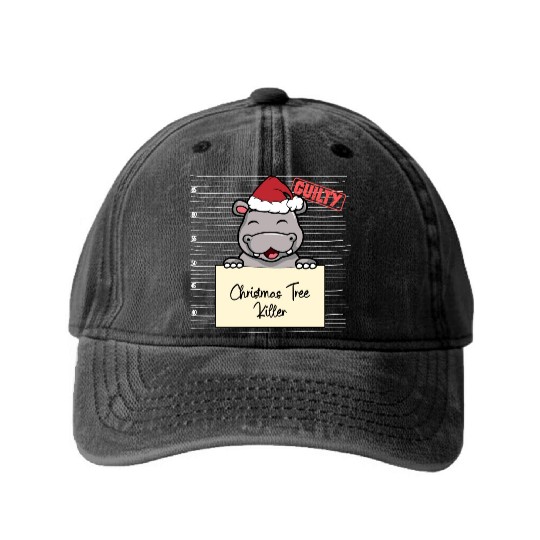 Hippo christmas funny prison Washed Denim Baseball Caps