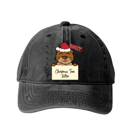 Sea otter christmas funny prison Washed Denim Baseball Caps