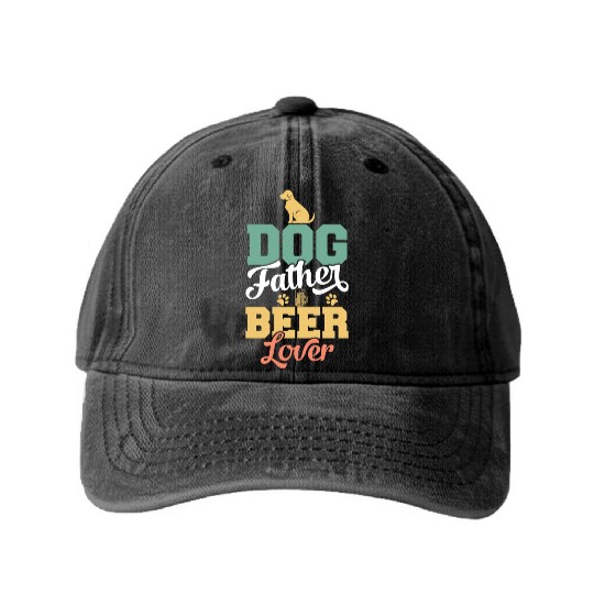 Dog Father Beer Dog Owners Pet Lover Gift Ideas Washed Denim Baseball Caps