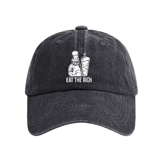Eat the rich Karl Marx economist Washed Denim Baseball Caps
