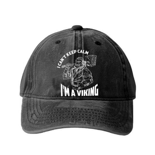 I Can't Keep Calm I'm A Viking Odin Norse Washed Denim Baseball Caps