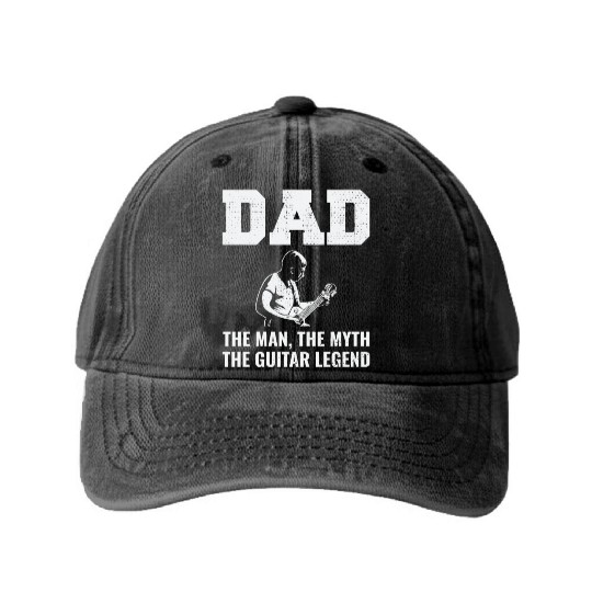 Bass Guitar Dad Music Musician Bassist Fathers day Washed Denim Baseball Caps