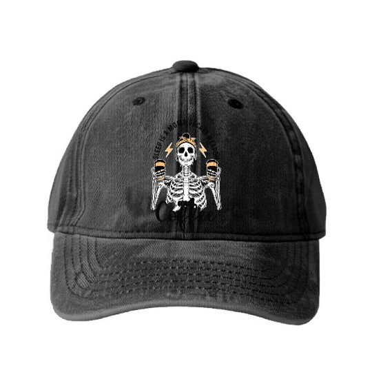 Skeleton Drink Tired Mom needs Coffee Washed Denim Baseball Caps