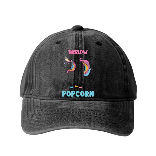 Harlow And Popcorn Merch Popcorn The Pony Washed Denim Baseball Caps