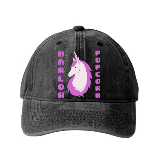 Harlow And Popcorn Merch Popcorn The Pony Washed Denim Baseball Caps