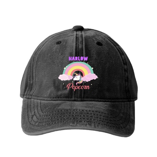 Harlow and Popcorn Merch Popcorn the Pony Washed Denim Baseball Caps