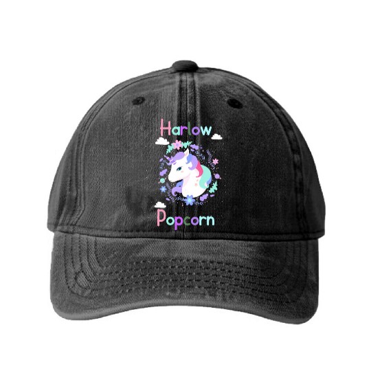 Harlow And Popcorn Merch Popcorn The Pony Washed Denim Baseball Caps