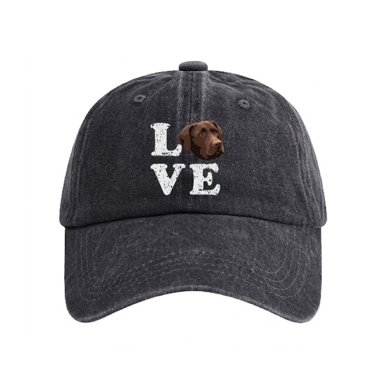 I Love My Chocolate Lab Labrador Retriever Dog Washed Denim Baseball Caps