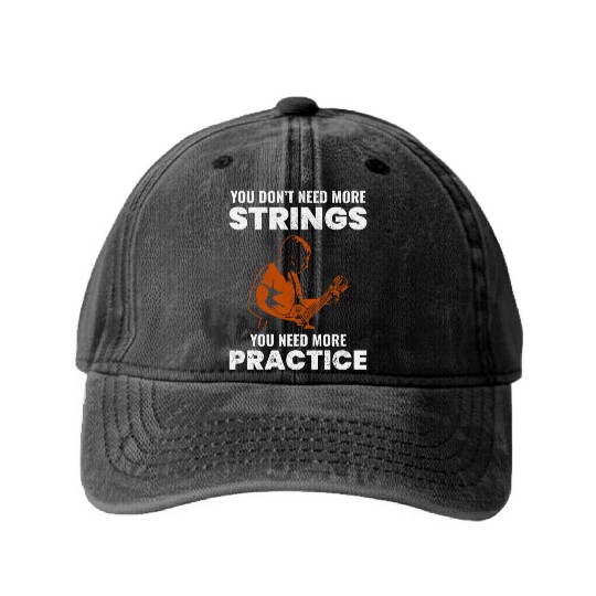 Bass Guitar Music Musician Bassist Guitarist Washed Denim Baseball Caps