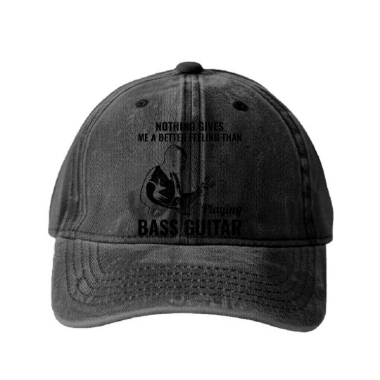 Bass Guitar Player Music Musician Bassist Funny Washed Denim Baseball Caps