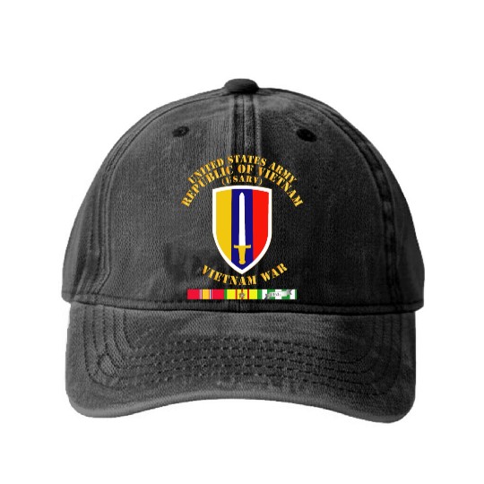 Army US Army Vietnam USARV Vietnam War w SVC Washed Denim Baseball Caps