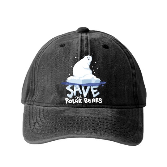 Save The Polar Bears Save Animals Washed Denim Baseball Caps