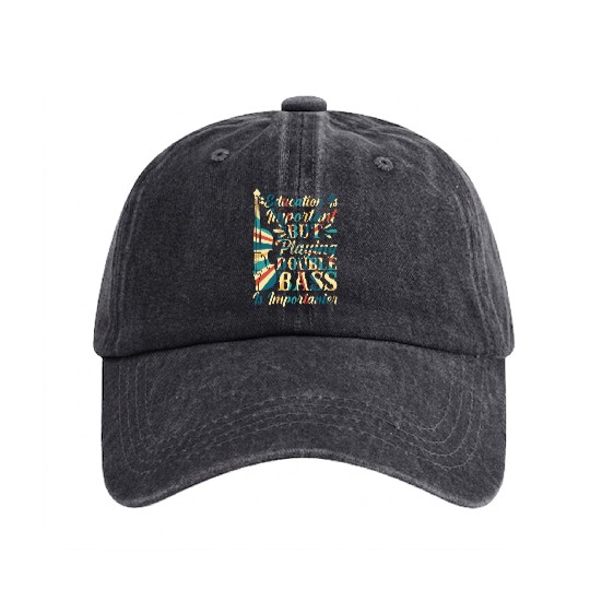 Back To School Double Bassist Player Washed Denim Baseball Caps
