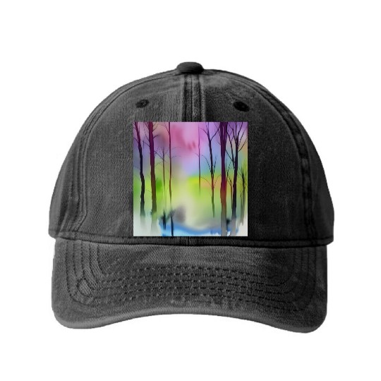 Colorful watercolor simple nature Washed Denim Baseball Caps
