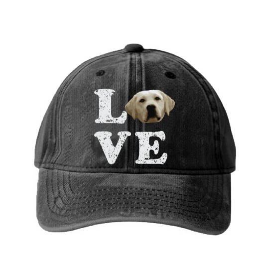 I Love My Yellow Lab Labrador Retriever Dog Washed Denim Baseball Caps