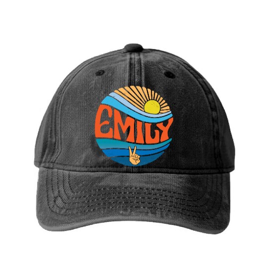 Emily Washed Denim Baseball Caps Vintage Sunset Emily Groovy Tie Dye
