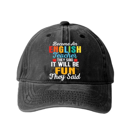 Become An English Teacher Language Grammar Washed Denim Baseball Caps