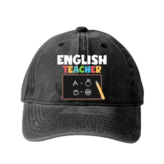 English Teacher Language Grammar Washed Denim Baseball Caps