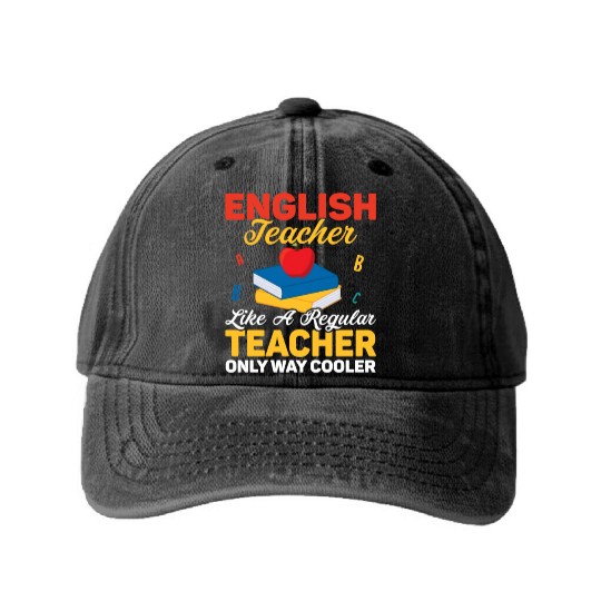 English Teacher Like A Regular Teacher Grammar Lan Washed Denim Baseball Caps