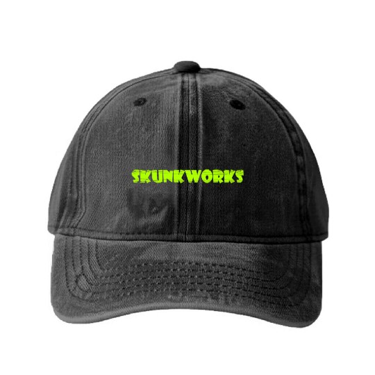 Skunkworks Shop Logo Washed Denim Baseball Caps