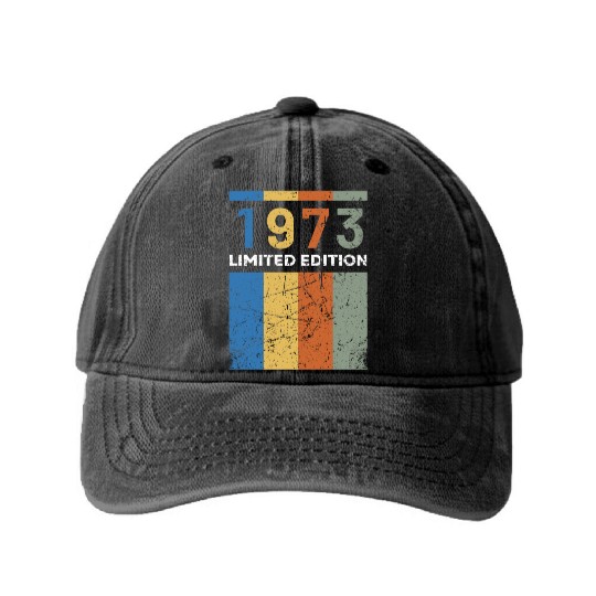 50 Years Vintage 1973 Retro 50th Birthday Washed Denim Baseball Caps